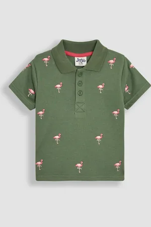 JoJo Maman Bébé Khaki Flamingo Embroidered Polo Shirt 6