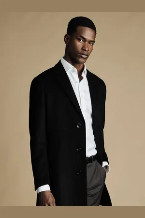 Charles Tyrwhitt Black Pure Wool Overcoat 48 R