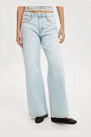 Cotton On Blue Relaxed Wide 100% Cotton Jeans AU 10