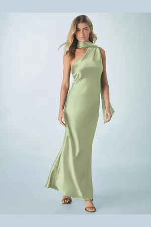 Next Bridesmaid Satin Maxi One Shoulder Scarf Neck Dress AU 26