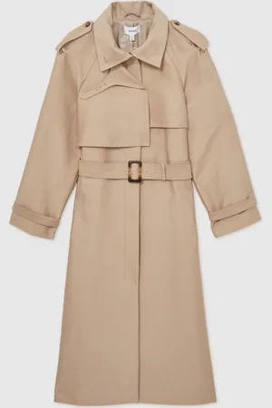 Reiss Neutral August Gabardine Trench Coat with Cotton AU 4
