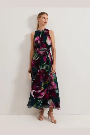 Phase Eight Molly Silk Mix Floral Textured Maxi Dress AU 16