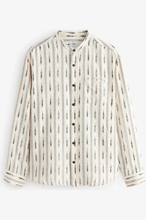 Next Long Sleeve 100% Cotton Printed Shirt with Grandad Collar XXL