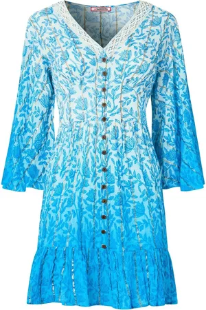 Joe Browns Blue Ombre Shimmr Detail Button-Down Boho Tunic AU 8