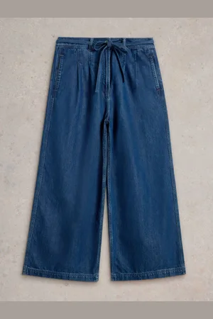 White Stuff Mid Blue Denim Sasha Wide Leg Jeans AU 8 R