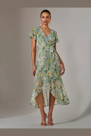Jolie Moi Chiffon Wrap Midi Dress AU 16