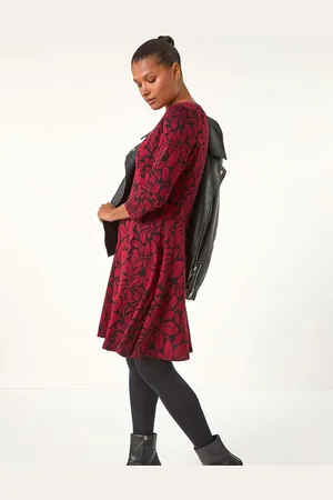 Roman Leaf Print Skater Dress AU 20