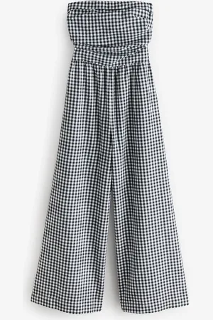 Next Mono Gingham Bandeau Seersucker Jumpsuit AU 12 Petite
