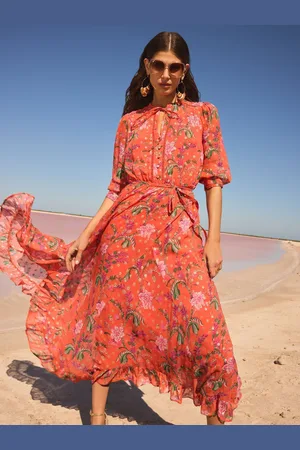 Love & Roses V & A I Petite Metallic Notch Neck 3/4 Sleeve Midi Dress 18
