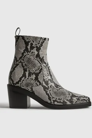 Reiss Snake Sienna Leather Heeled Western Boots AU 7 (EU 38)