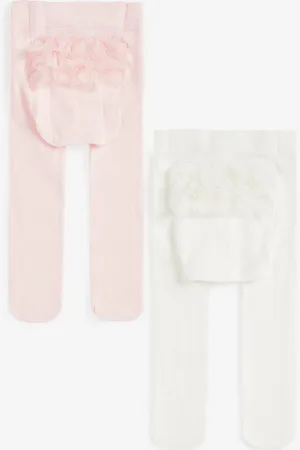 Next White/Pink Tights Baby 2 Pack (0mths-2yrs) Upto 3 Months (50