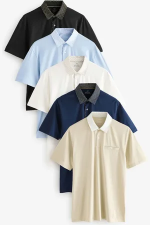 Next Regular Fit Short Sleeve Jersey Polo Shirts 5 Pack 3XL