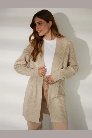 Threadbare Brown Ladies Rozanna Cable Detail Cardigan AU 16