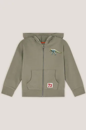 Monsoon Green Dinosaur Zip-Up 100% Cotton Hoodie 12