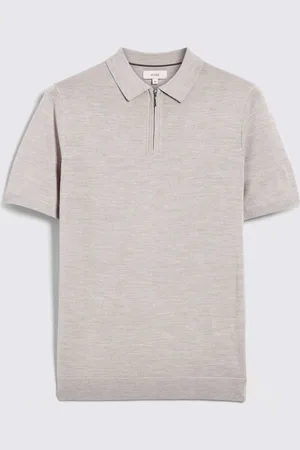 Moss Light Merino Quarter Zip Polo Shirt S