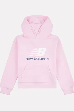 New Balance Pink Kids French Terry Stacked Logo Hoodie 10
