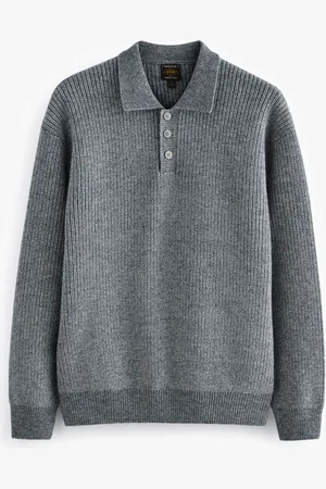 Next Relaxed Fit Rib Texture Polo Neck Jumper with Wool L