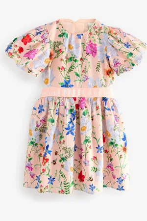 Ted Baker Peach Pink Textured Floral Print Cutout Dress 116122cm