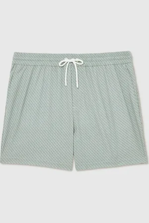 Reiss Tito Drawstring Geometric Print Swim Shorts XL