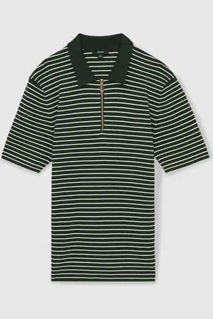 Reiss Fallow Half-Zip Stripe Polo Shirt L