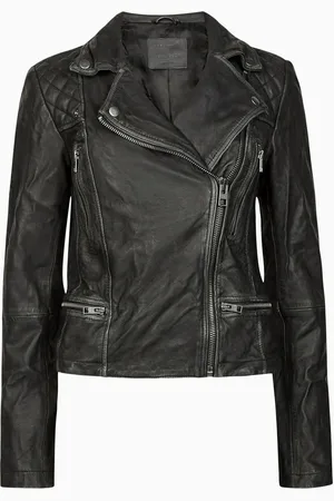 AllSaints AllSaints Black Cargo Leather Biker Jacket AU 8