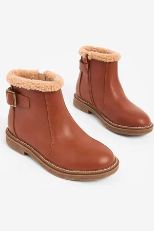 Next Tan Brown Leather Buckle Ankle Boots AU 4 (EU 37)