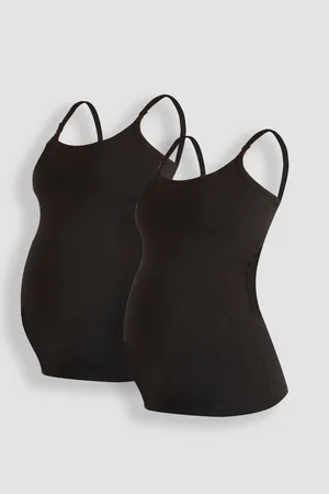 JoJo Maman Bébé Black & Black 2-Pack Maternity & Nursing Vest Tops S