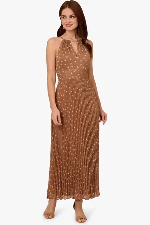 Adrianna Papell Print Pleat Ankle Dress AU 8