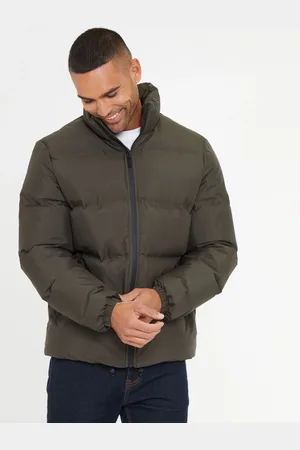 Threadbare Khaki Showerproof Funnel Neck Puffer Jacket M