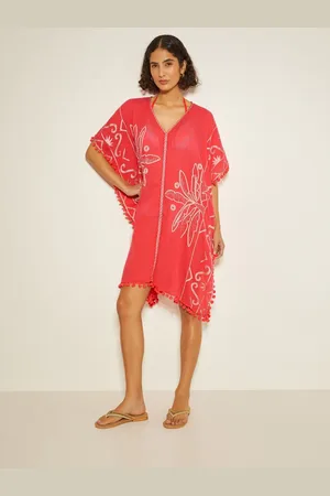 Monsoon Pink Penny Tassel Embroidered 100% Cotton Kaftan L