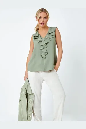 Roman Green Frill Front Vest Top AU 14