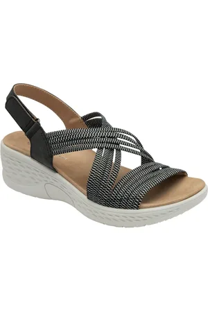 Dunlop Black Multi Elasticated Strap Wedge Sandals eu355uk3