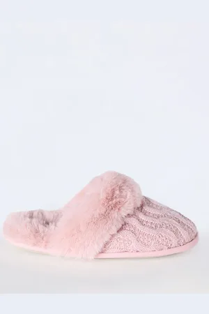 Boux Avenue Pink Cable Knit Mules UK 3