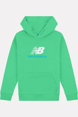 New Balance Green Light Kids French Terry Stacked Logo 100% Cotton Hoodie 8