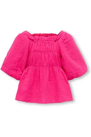 ONLY Pink Gingham Short Sleeve Puff Sleeve Blouse 158164cm