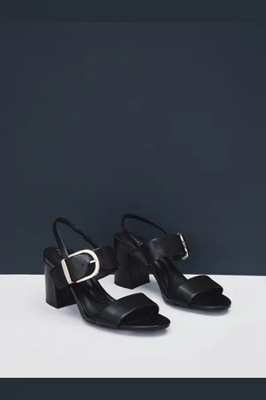 Next Black Forever Comfort Premium Leather With Motionflex Buckle Block Heel Slingback Sandals AU 8 (EU 39)