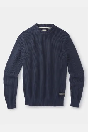 Aubin Blue Martin Ribbed Crew 100% Cotton Jumper L
