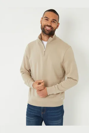 Threadbare Natural Mock T-Shirt Quarter Zip Sweatshirt XL