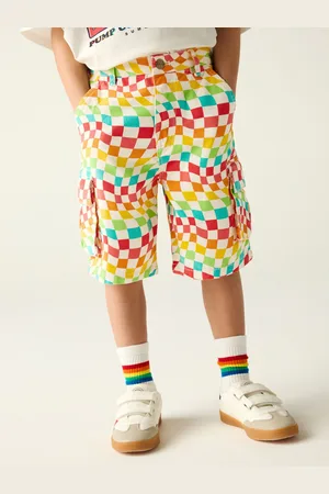 Little Bird Rainbow Checkerboard Twill 100% Cotton Shorts 6