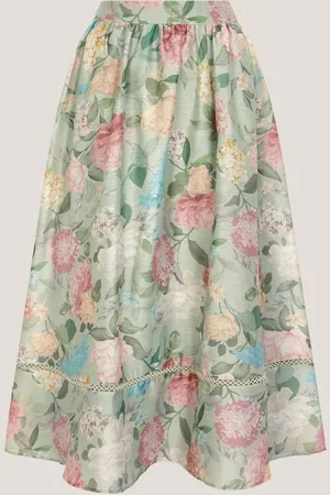 Monsoon Agnes Floral Print Midi Skirt AU 16