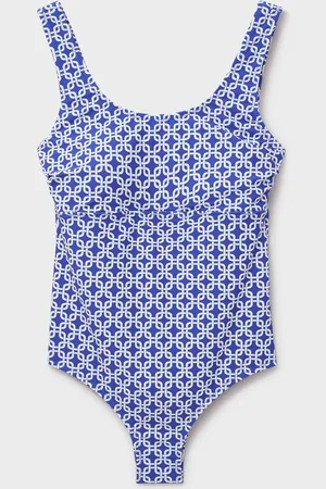 J.Crew Blue Ruched Printed Swimsuit AU 12