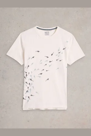 White Stuff White Swimming Fish 100% Cotton Graphic T-Shirt XL