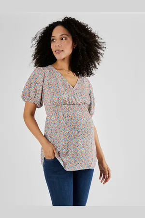 JoJo Maman Bébé Cream Fruit Print Maternity Blouse S