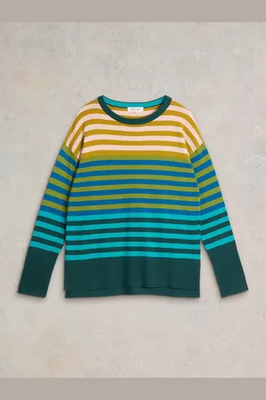 White Stuff Green Olive Stripe Jumper AU 22