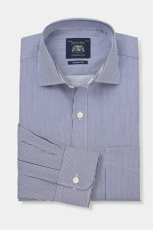 SAVILE ROW Striped Classic Fit 100% Cotton Single Cuff Formal Shirt AU 47 Regular