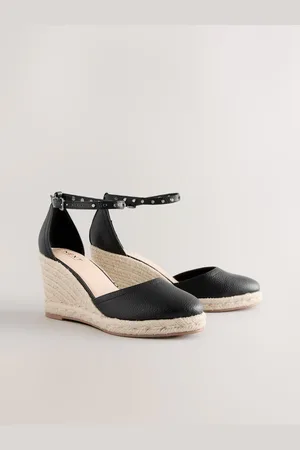 Next Black Forever Comfort Round Toe Espadrille Stud Detail Wedges AU 6 (EU 37)