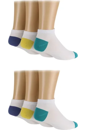 Wild Feet White Bamboo Pop Colour Trainer Socks 3 pack One