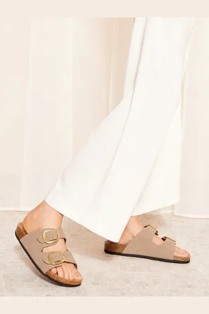 Friends Like These Neutral Standard Fit Double Strap Buckle Footbed Comfort Slider Sandals AU 9 (EU 40)