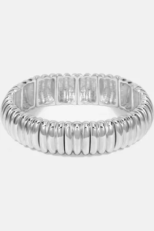 Moodstreet Silver Tone Ridged Stretch Bracelet One