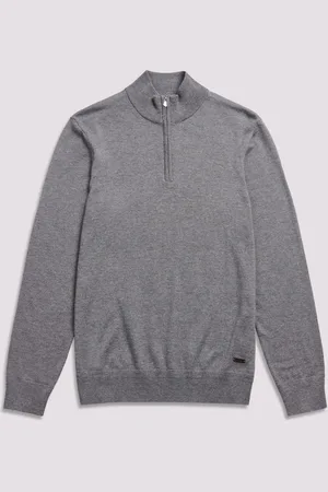 Duchamp Grey Quarter Zip Funnel Neck Black Jumper S